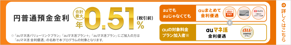 円普通預金金利　合計最大年0.51％（税引前）！